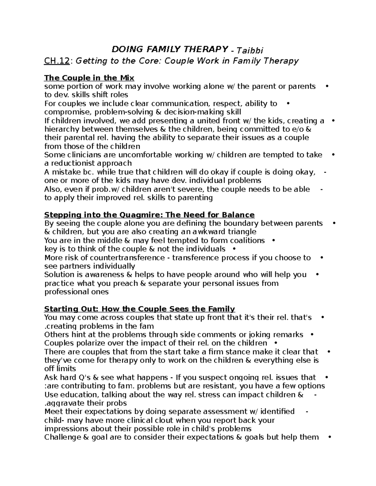 Taibbi Ch. 12 DOING FAMILY THERAPY Taibbi CH Getting to the Core
