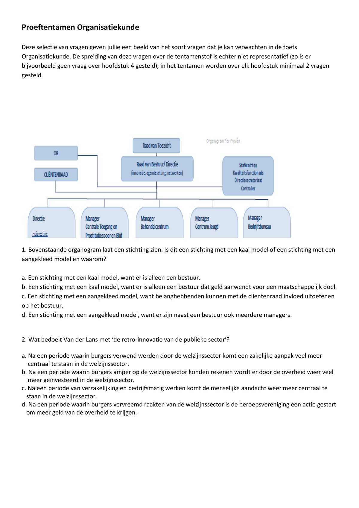 Proef/oefen Tentamen, Vragen - Proeftoets - Proeftentamen ...