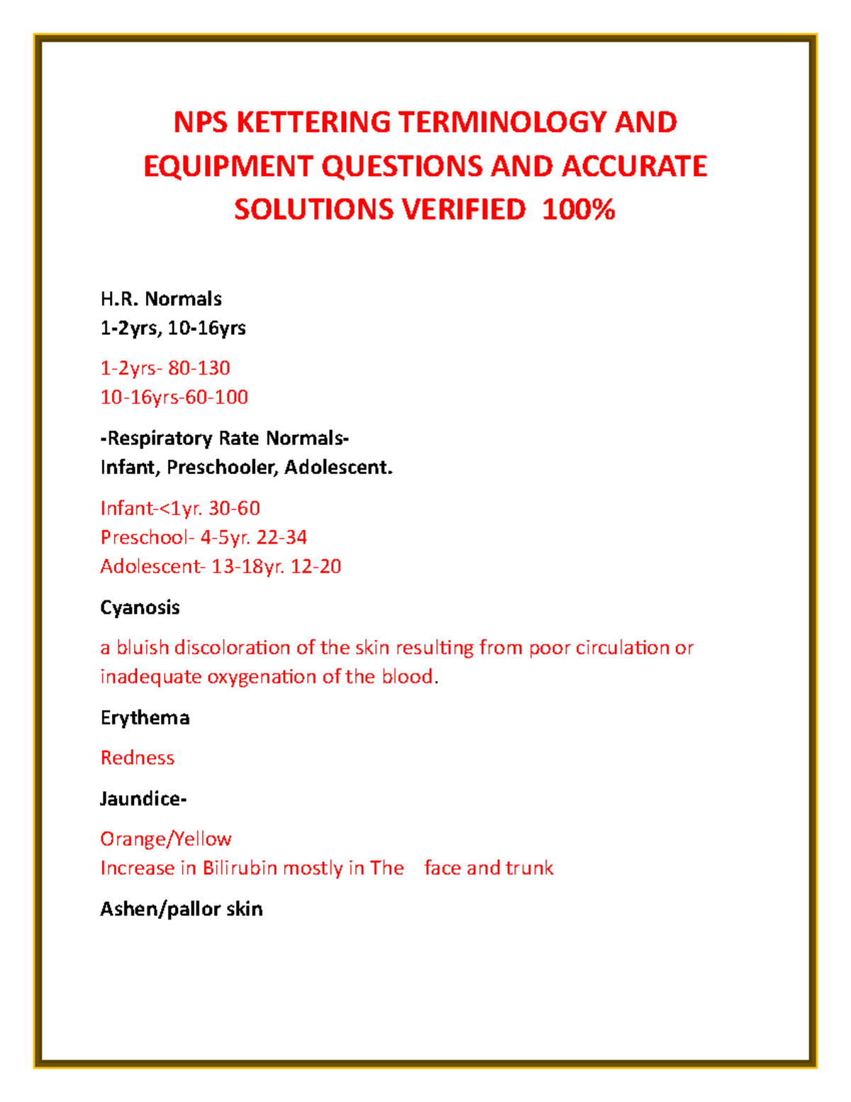 NPS Kettering Terminology AND Equipment Questions AND Accurate ...