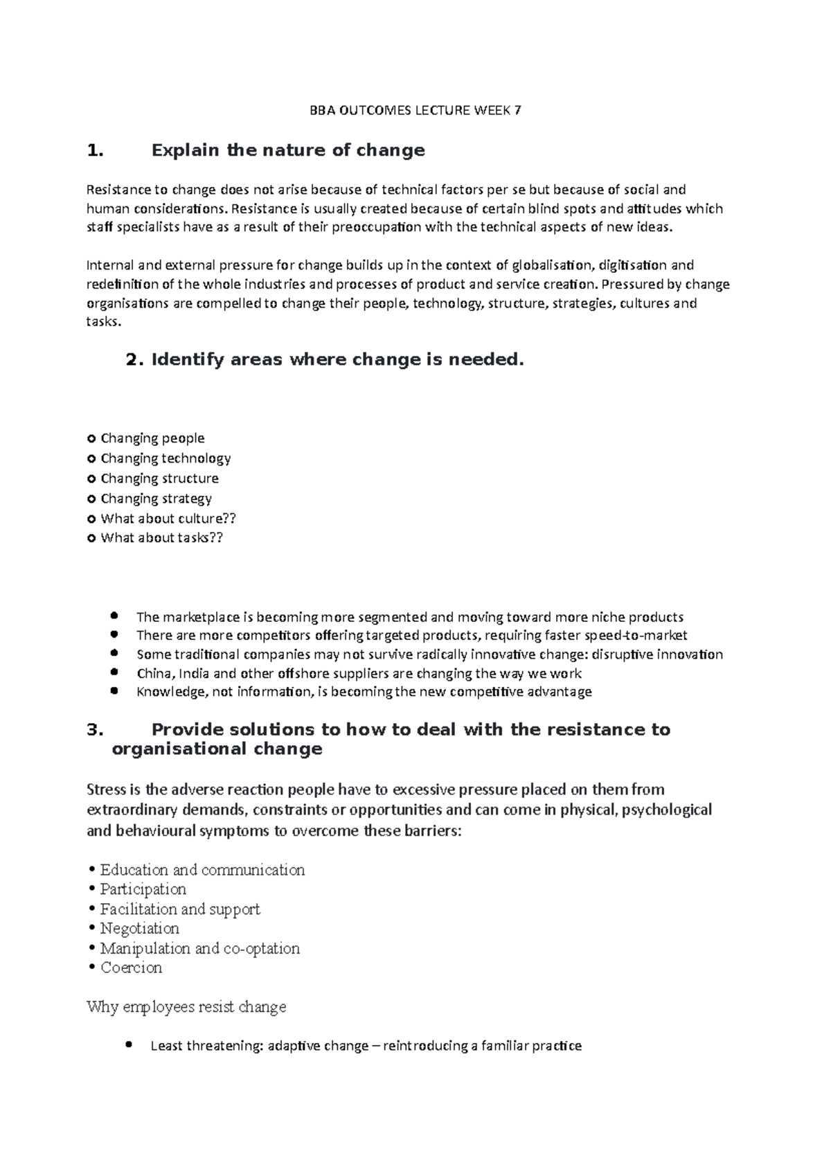 BBA Outcomes Lecture WEEK 7 - analysis - BBA OUTCOMES LECTURE WEEK 7 1 ...