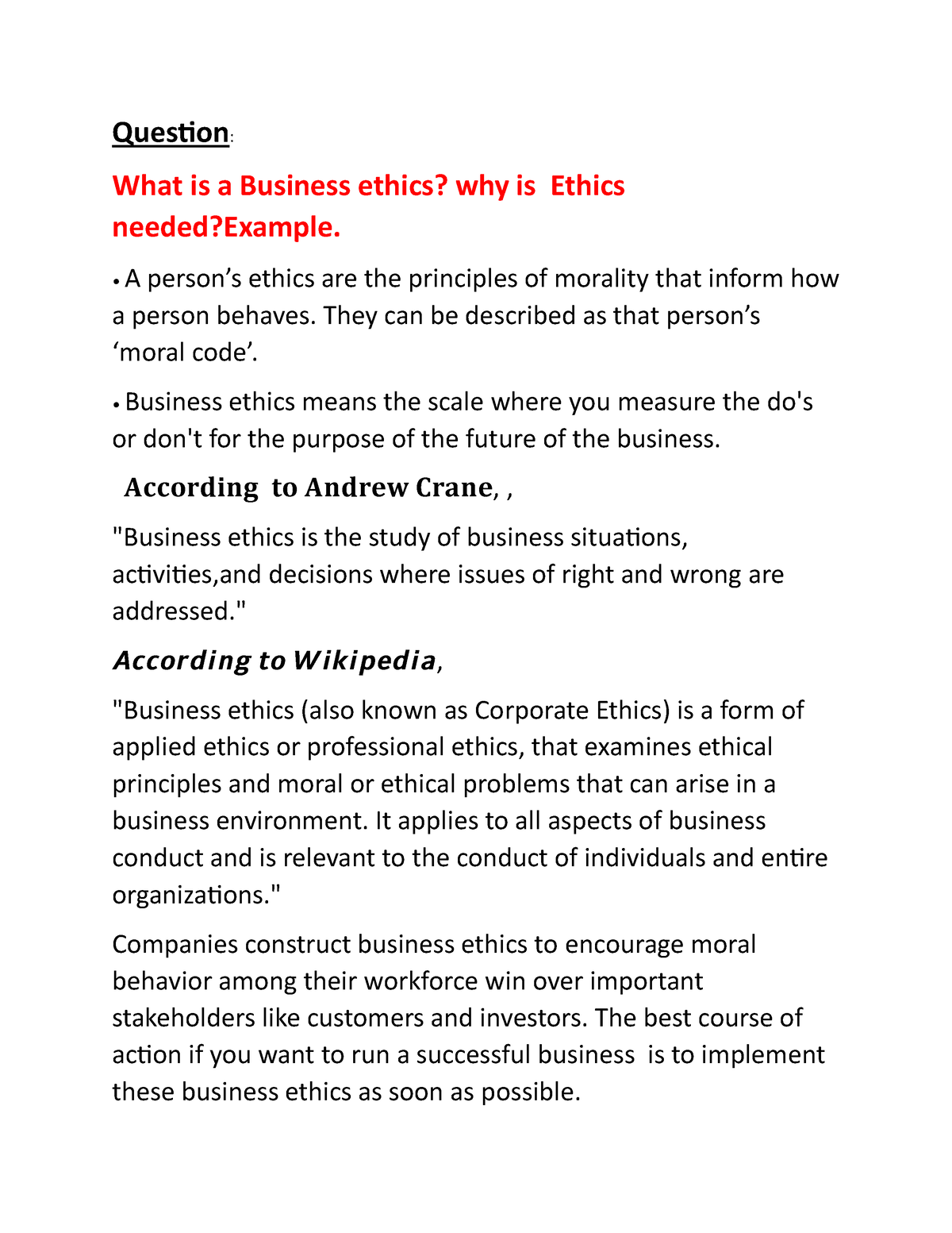 what-is-the-business-ethics-business-law-studocu