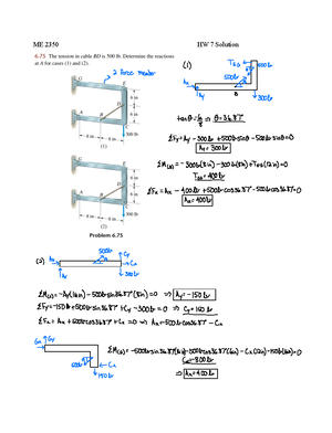 Statics HW22 - Statics Homework 23 1) Y FBD X A Ax JMA 3ft Ay Gooftllo ...