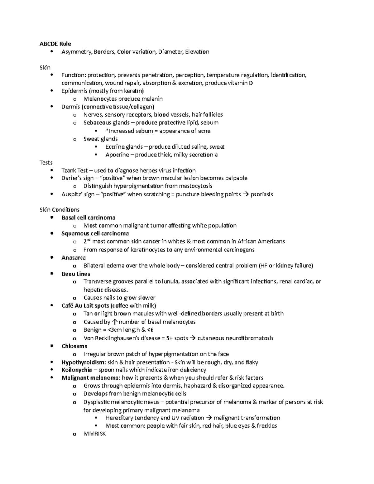 406 - Skin Lecture - ABCDE Rule Asymmetry, Borders, Color variation ...