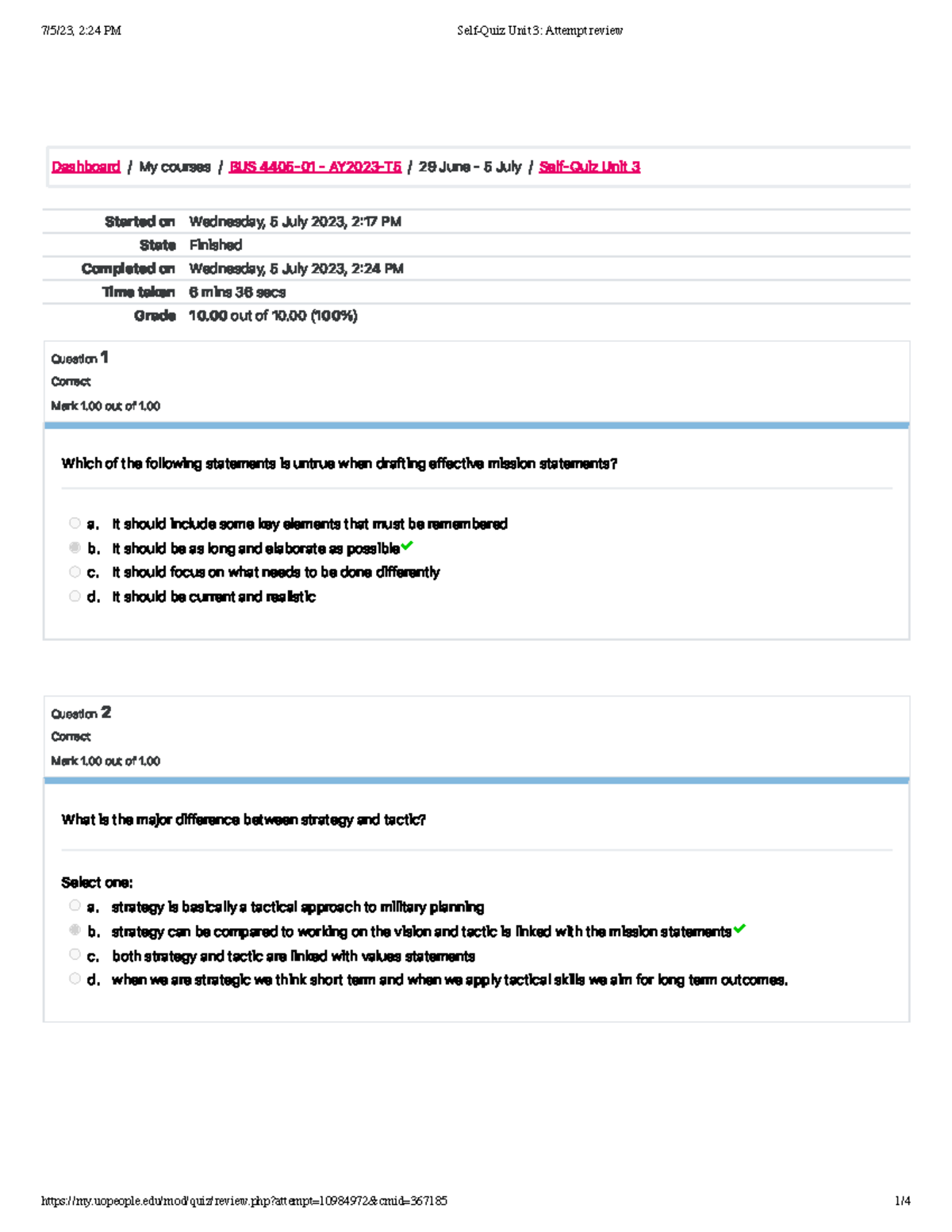 Self-Quiz Unit 3 - Started On Wednesday, 5 July 2023 , 2 17 PM State ...