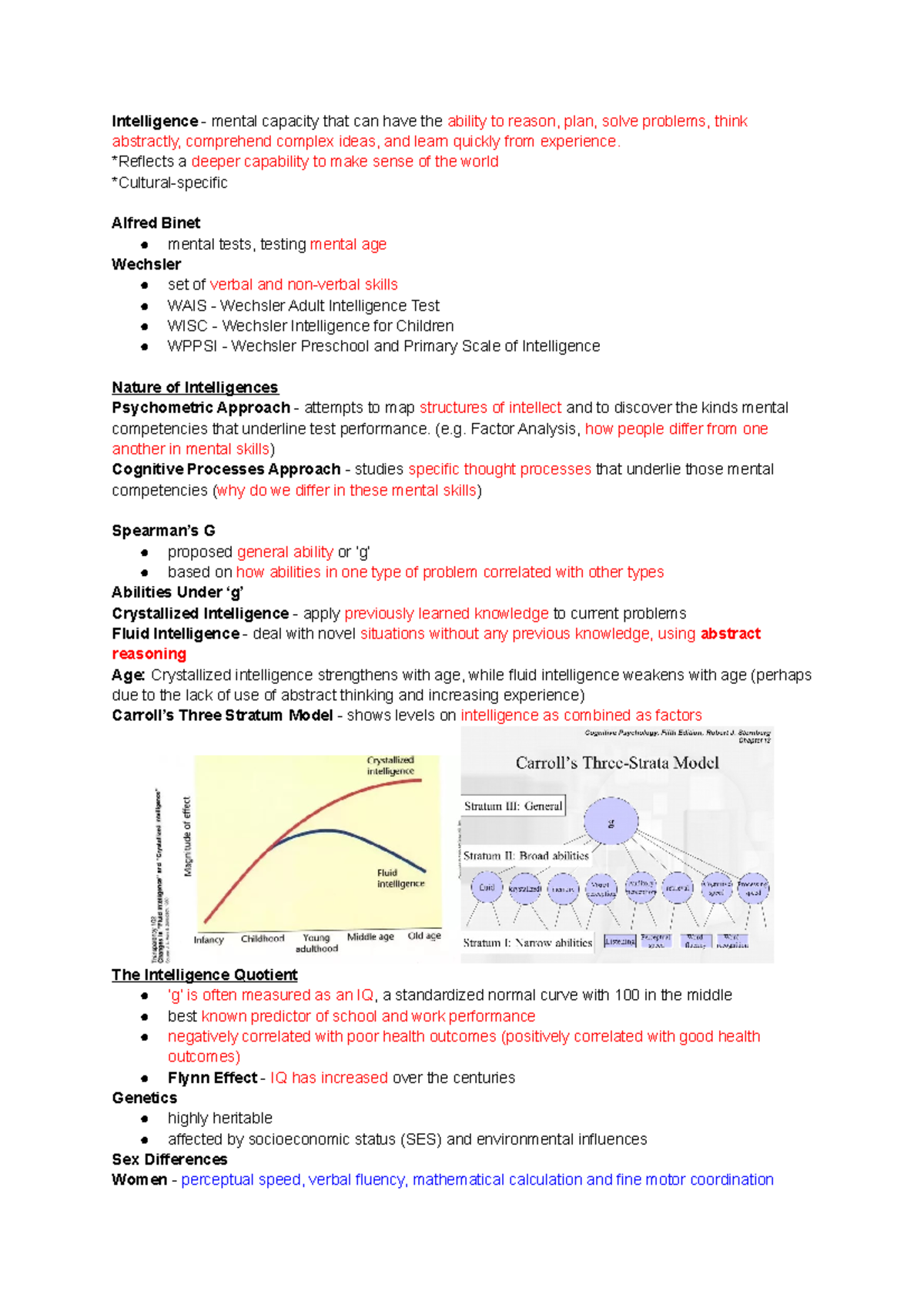 Chapter 10 Intelligence - Intelligence mental capacity that can have ...