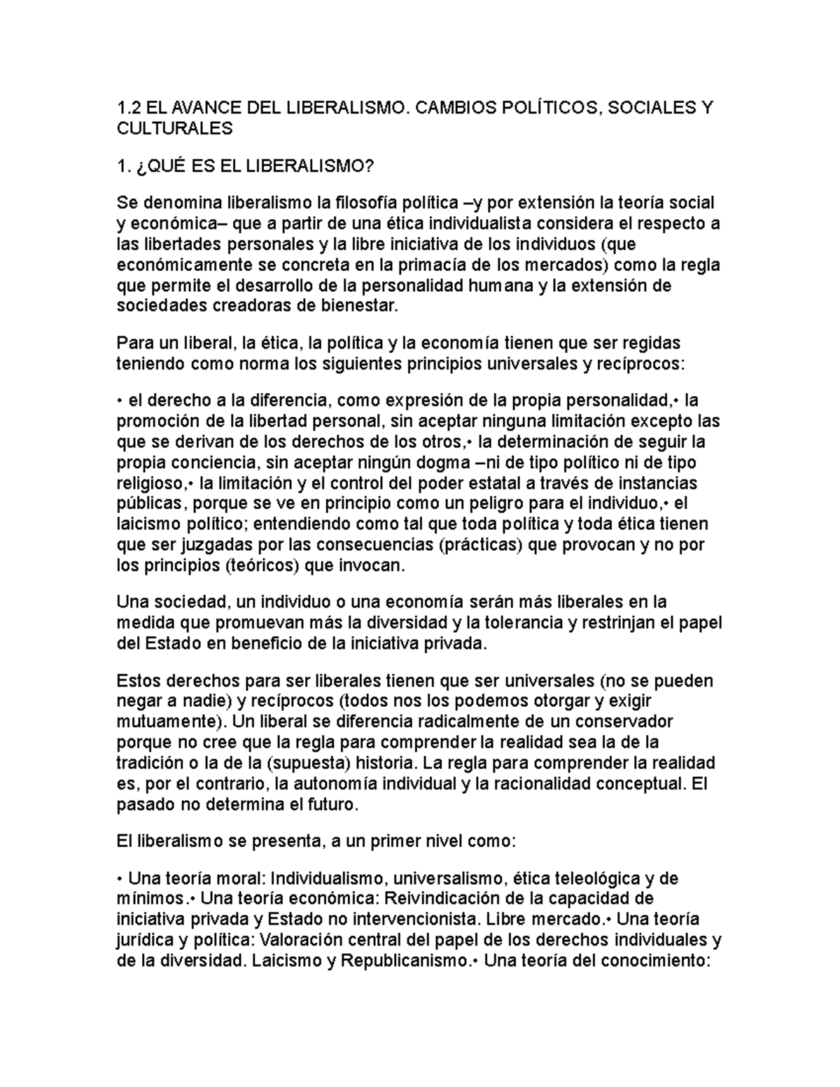 El avance del Liberalismo 1. H Contemporanea - 1 EL AVANCE DEL ...