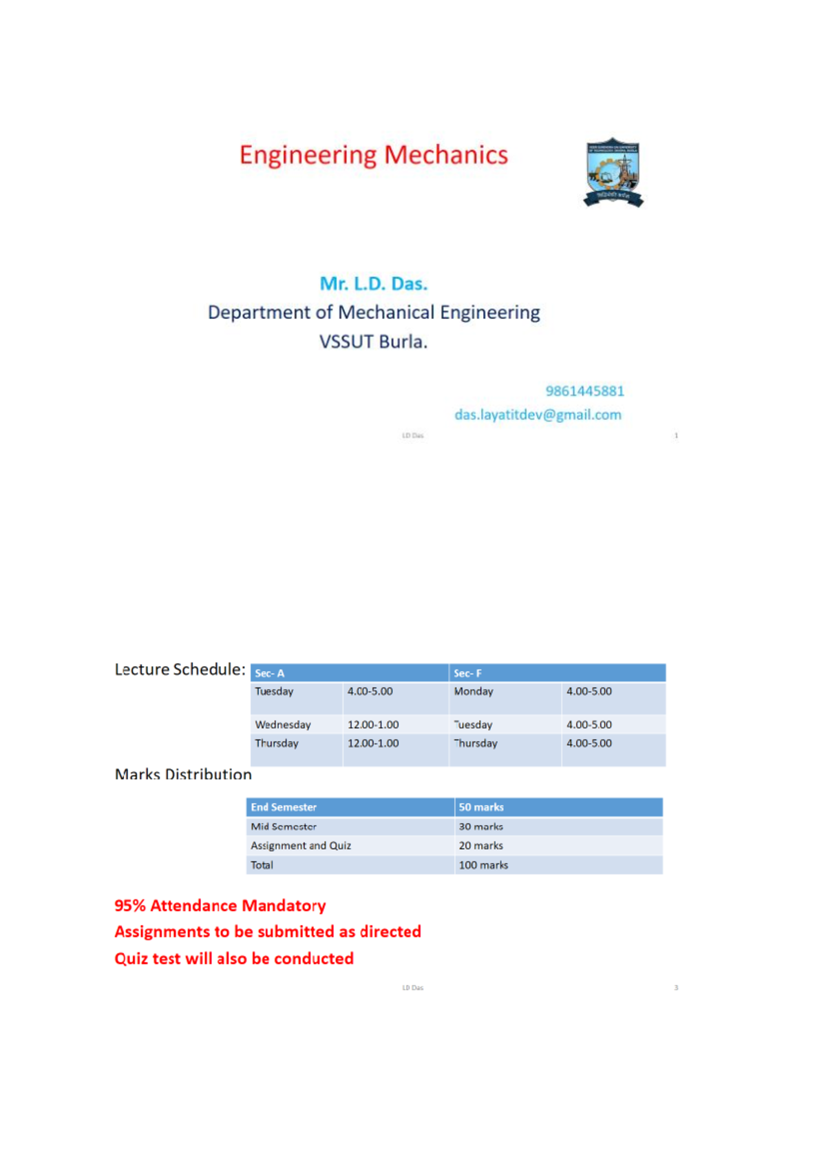 Note EM Module 1 n 2 by LD Das - Engineering Mechanics Mr. L. Das ...