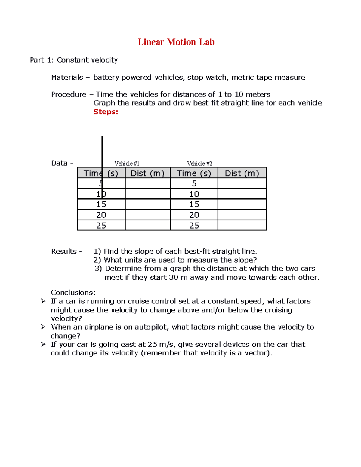 Motion Lab 2023 this is a lab lol Linear Motion Lab Part 1