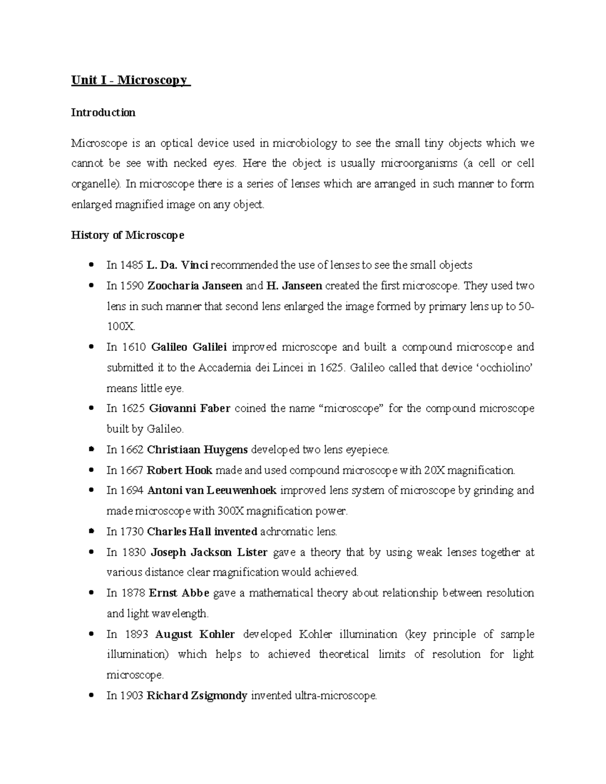 Microscopy types and principle of microscope - Unit I - Microscopy ...