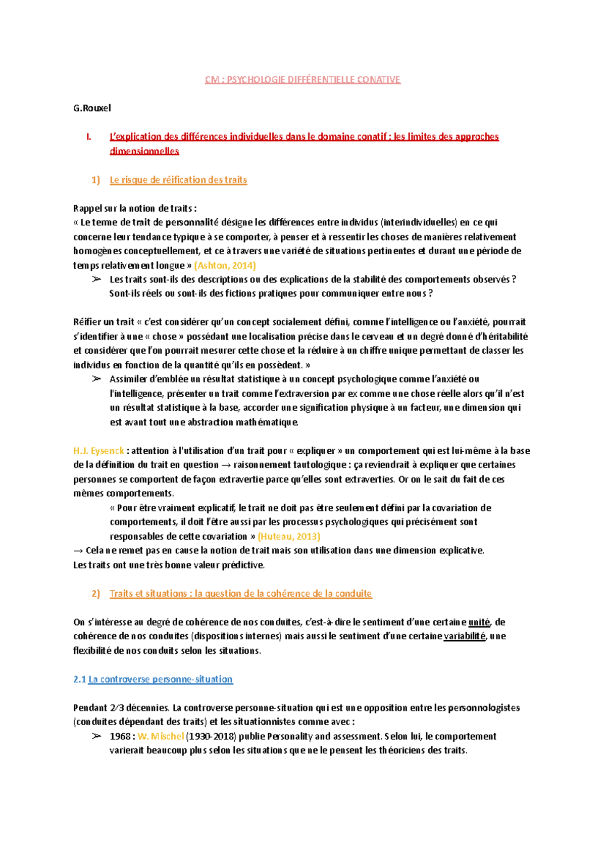 L3 CM Psychologie différentielle conative - CM : PSYCHOLOGIE ...