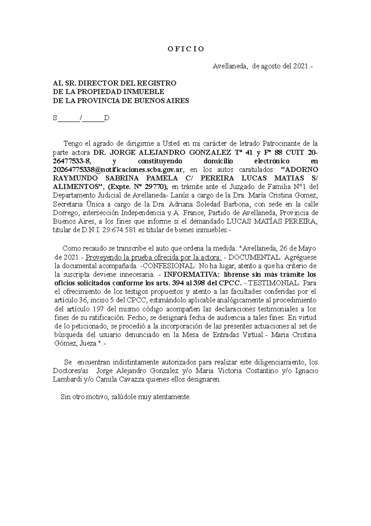 Modelo Oficio Registro De La Propiedad Image To U