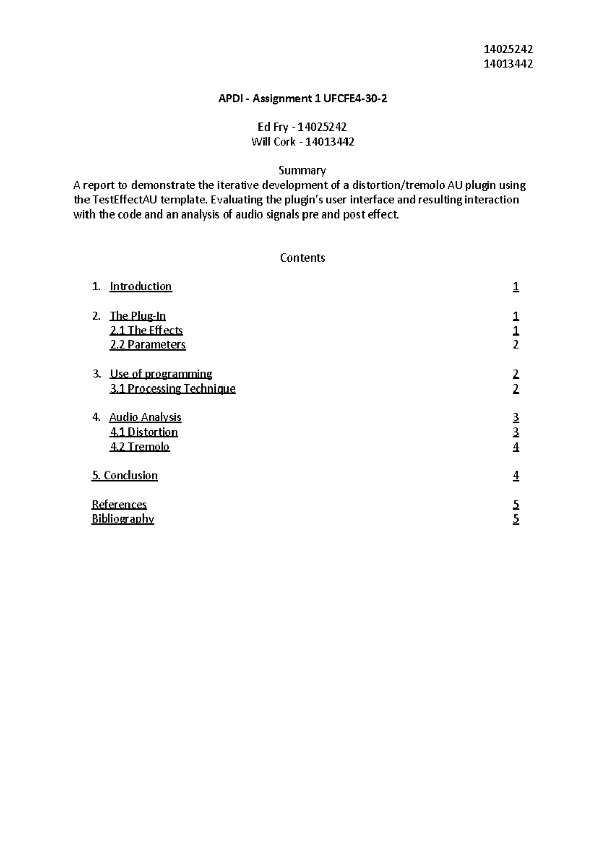 Audio Process Design & Implementation Assingment 1 - 14025242 14013442 ...