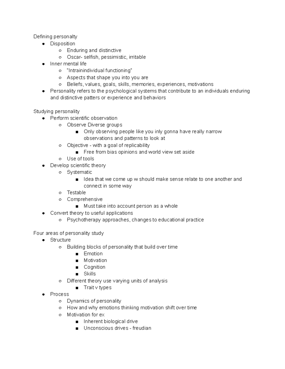 Chapter 1- personality theory - Defining personalty Disposition ...