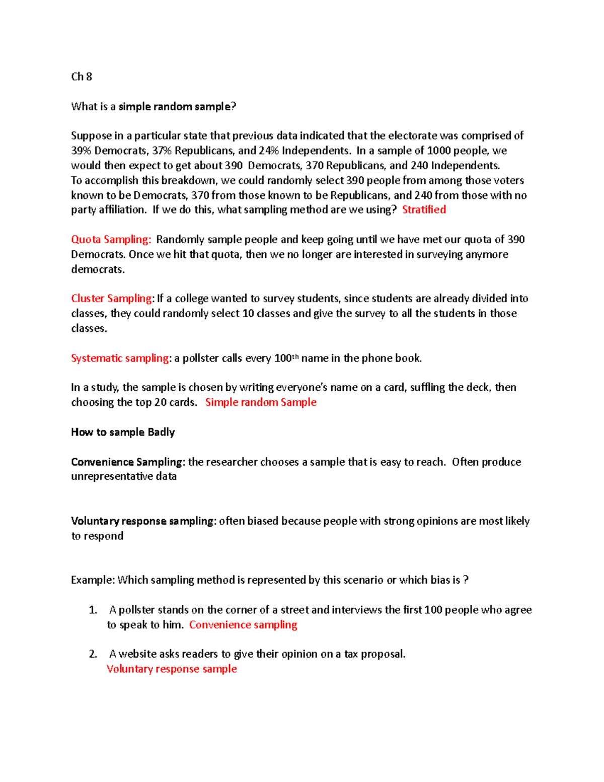 M2300 Ch 8 Part 2 (1) (dragged) - Ch 8 What is a simple random sample ...
