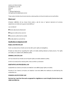 Lecture Notes 2 constitutional law - Lecture Notes 2 Unitary of Federal ...
