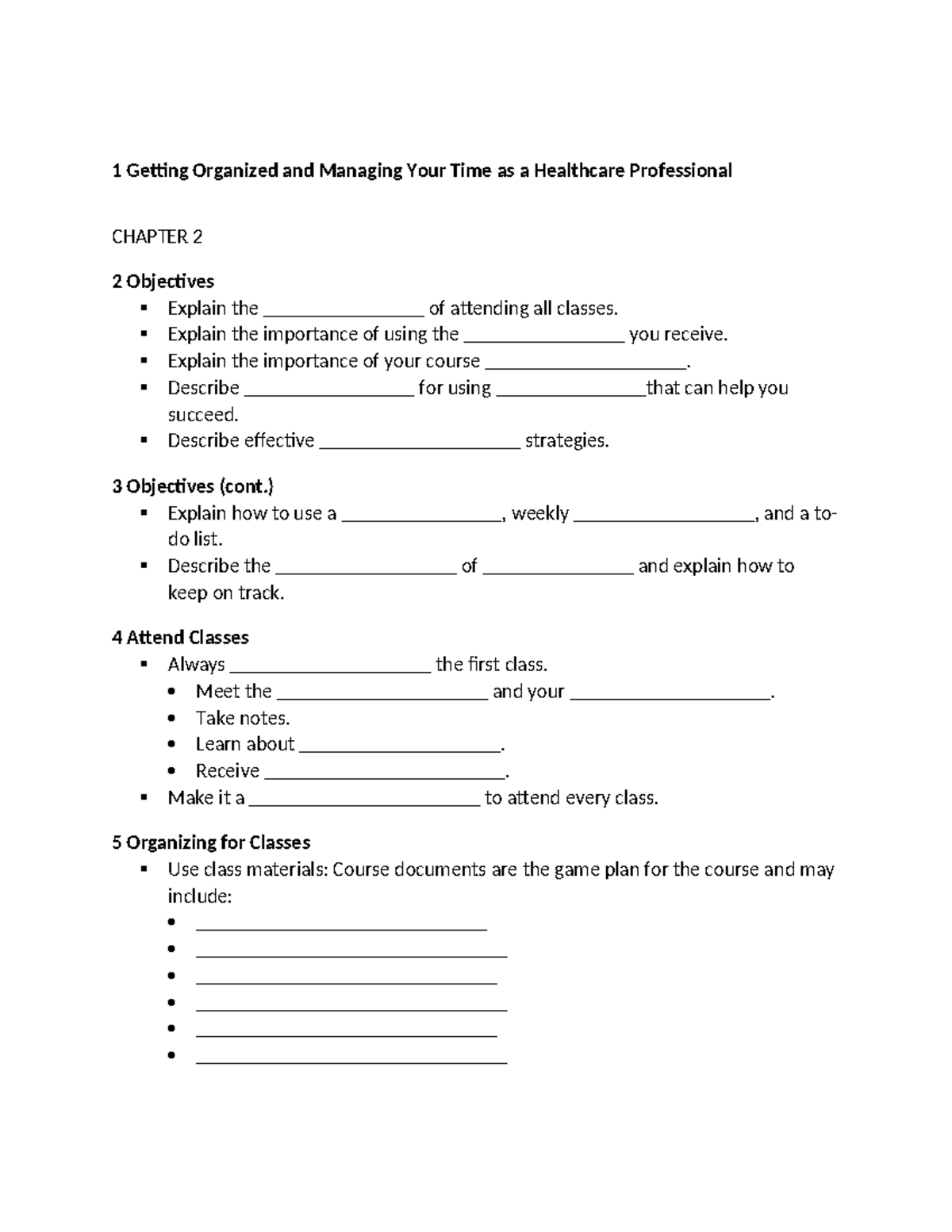 PP Chapter 2 Getting Organized and Managing Your Time as a Healthcare ...