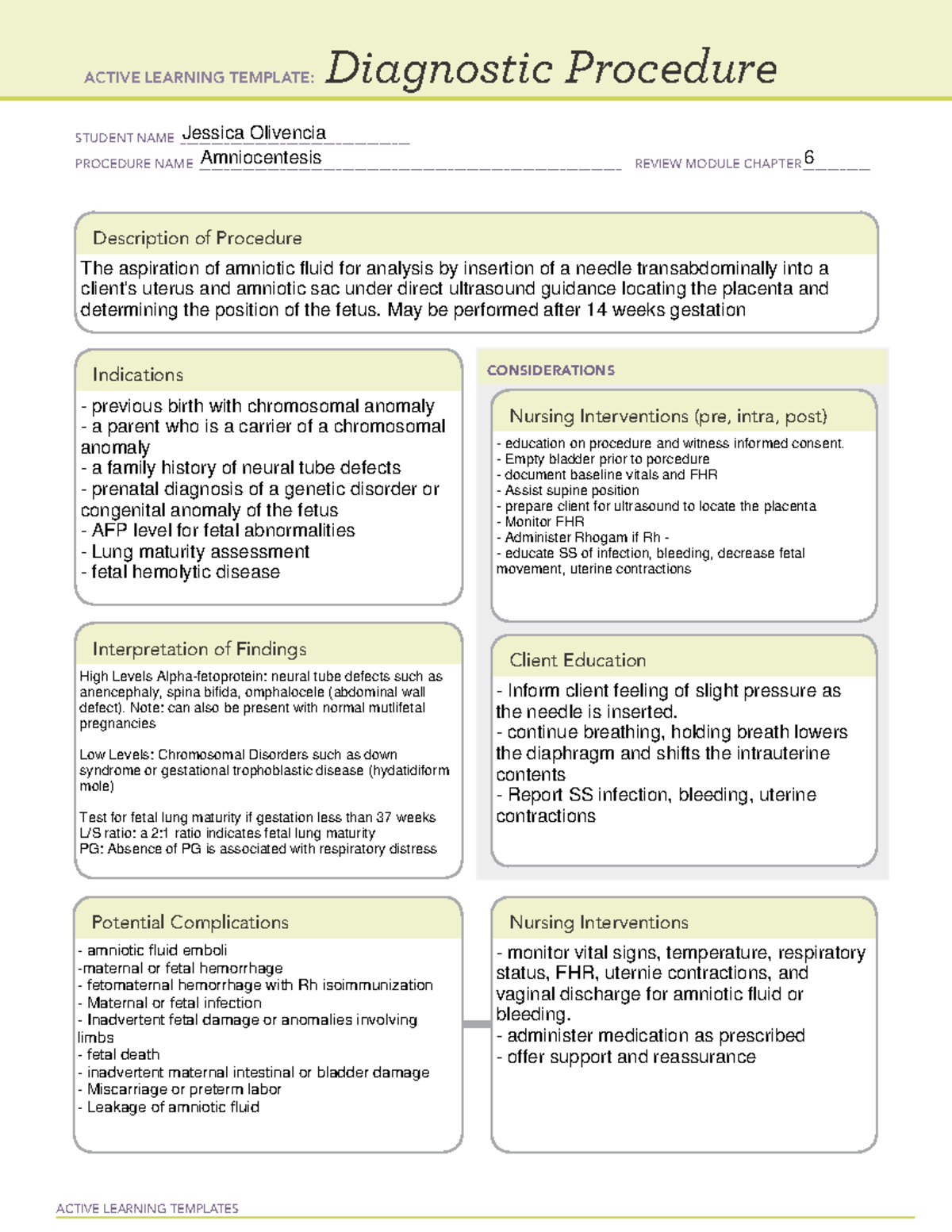 Amniocentesis - ATI Templates - NUR223 - ACTIVE LEARNING TEMPLATES ...