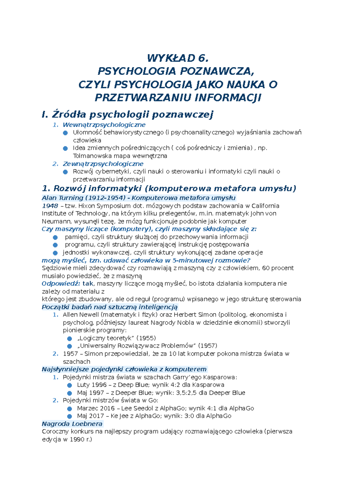 Wprowadzenie Do Psychologii: Historia I Współczesność Notatki Z Wykładu ...