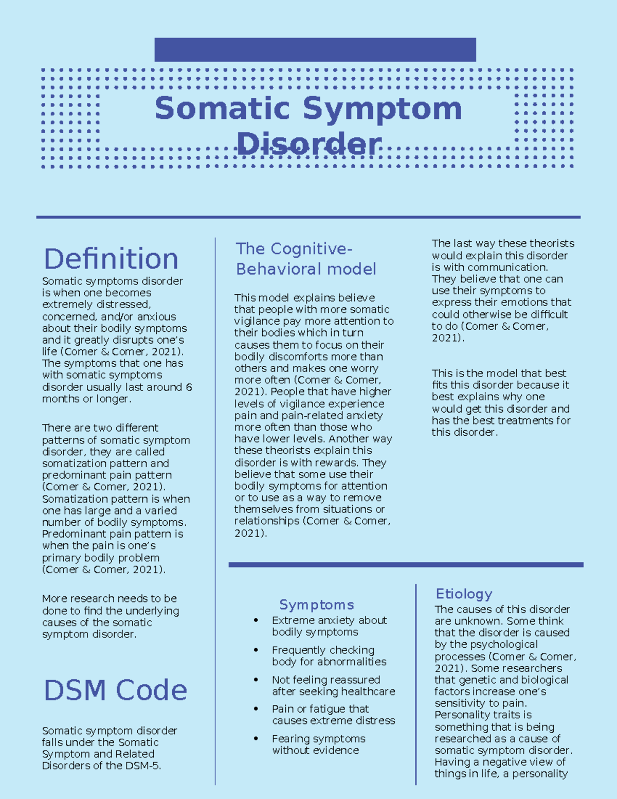 Benchmark – Mental Health Newsletter psy-470 - Somatic Symptom Disorder ...