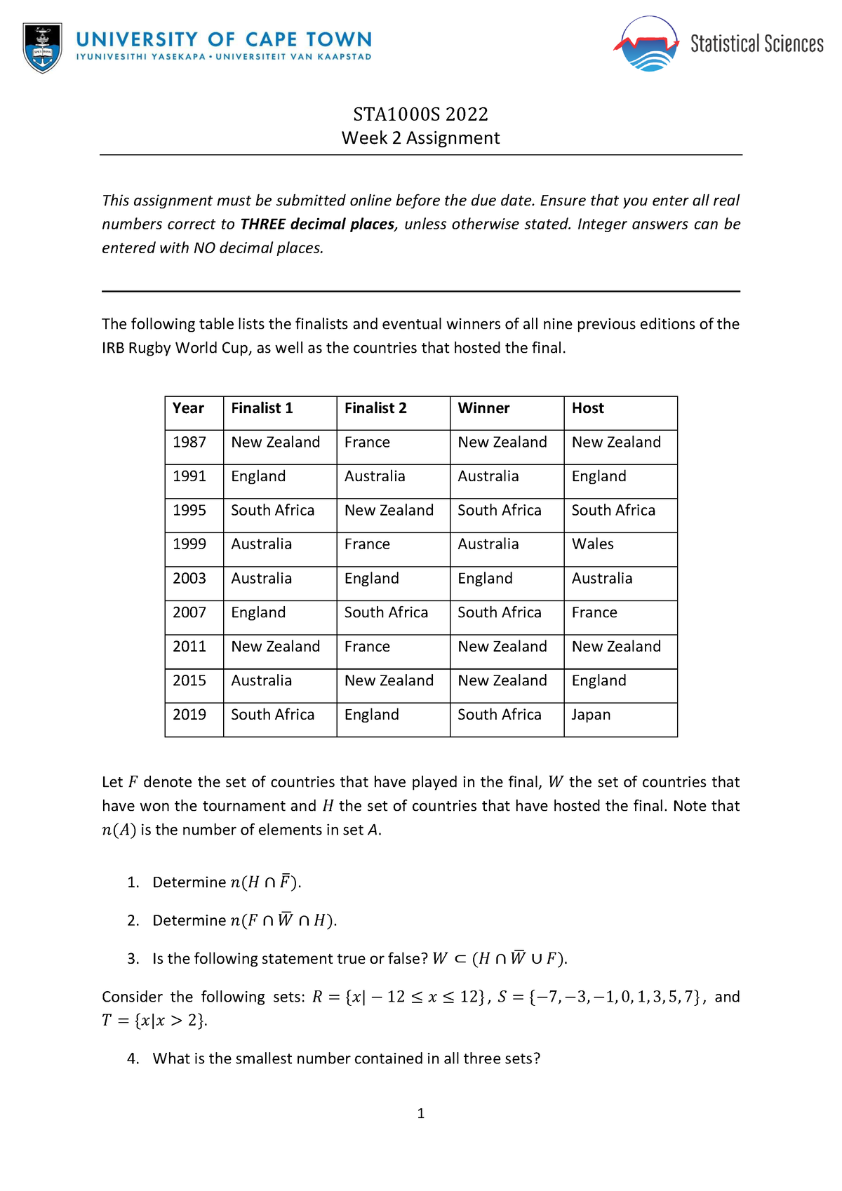 Assignment+2+STA1000S+2022 - STA1000S 2022 Week 2 Assignment This ...