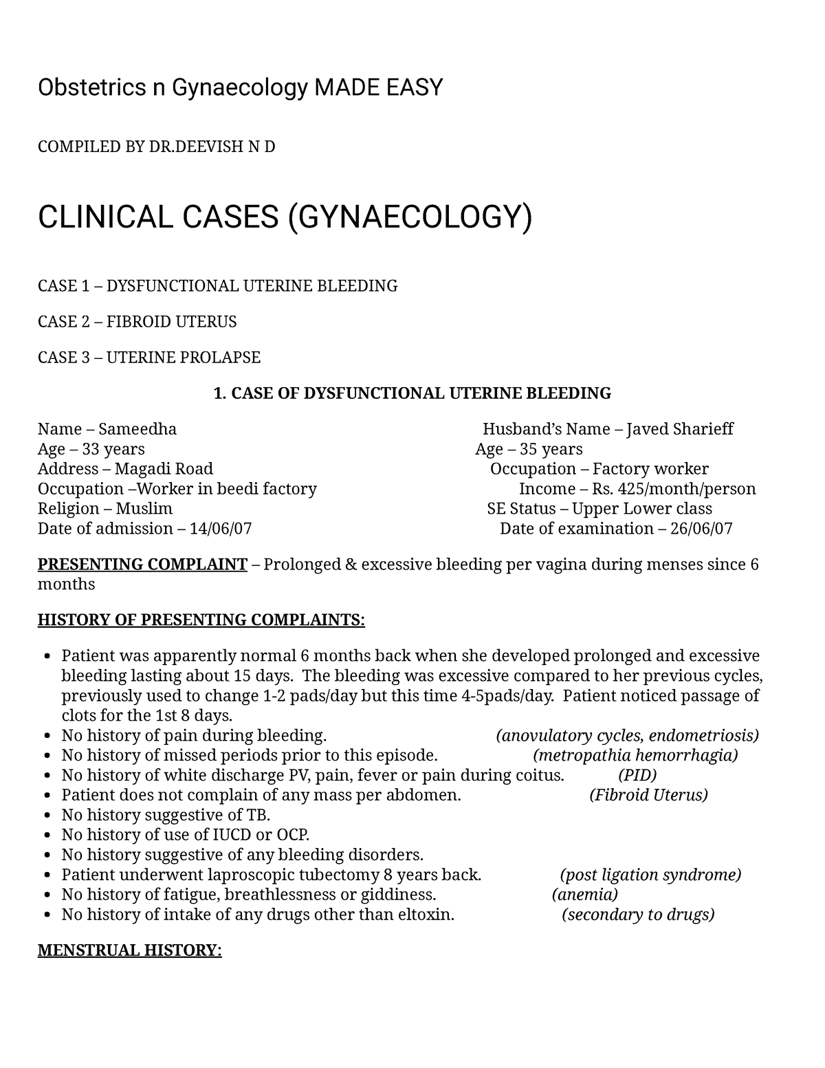 thesis topics for obstetrics and gynaecology