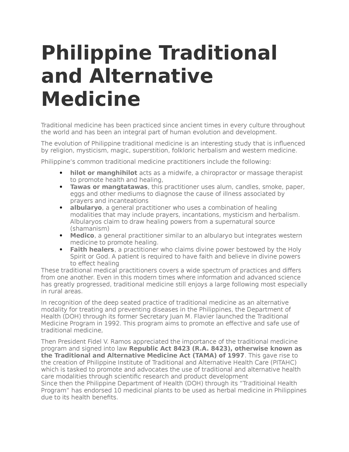 essay about traditional and alternative medicine
