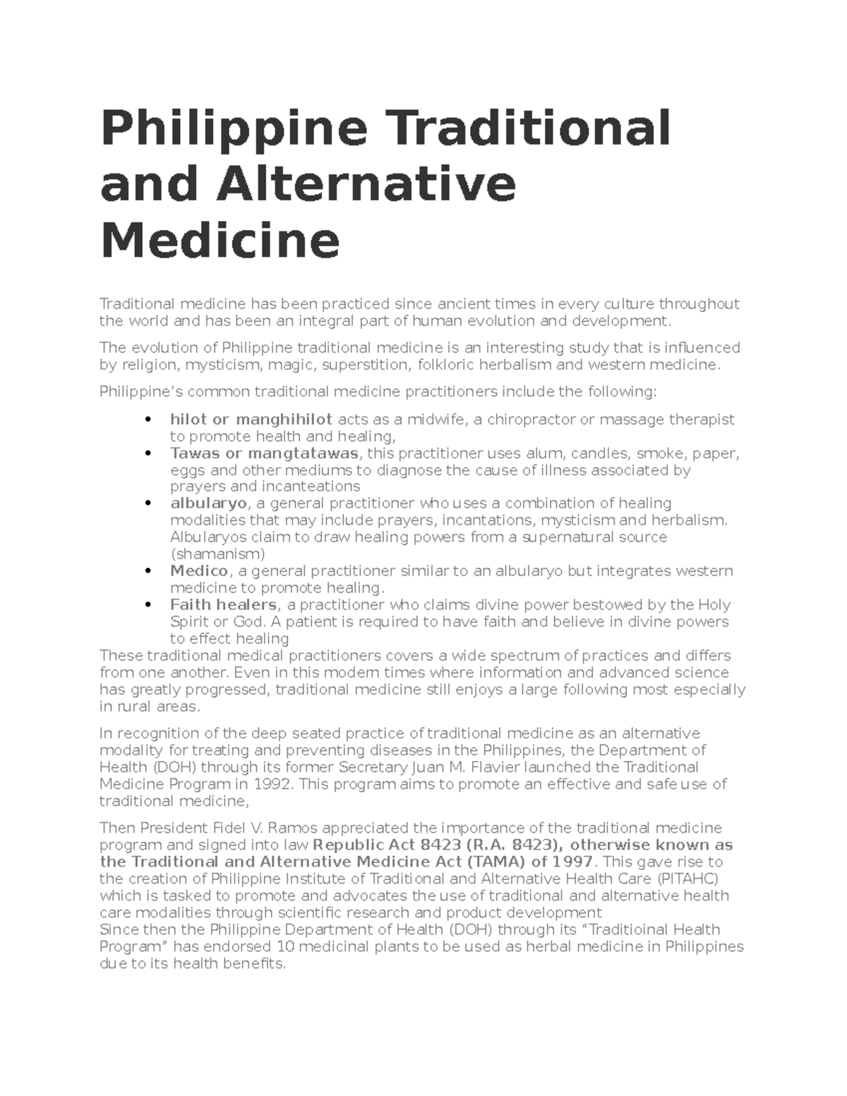 essay about traditional and alternative medicine