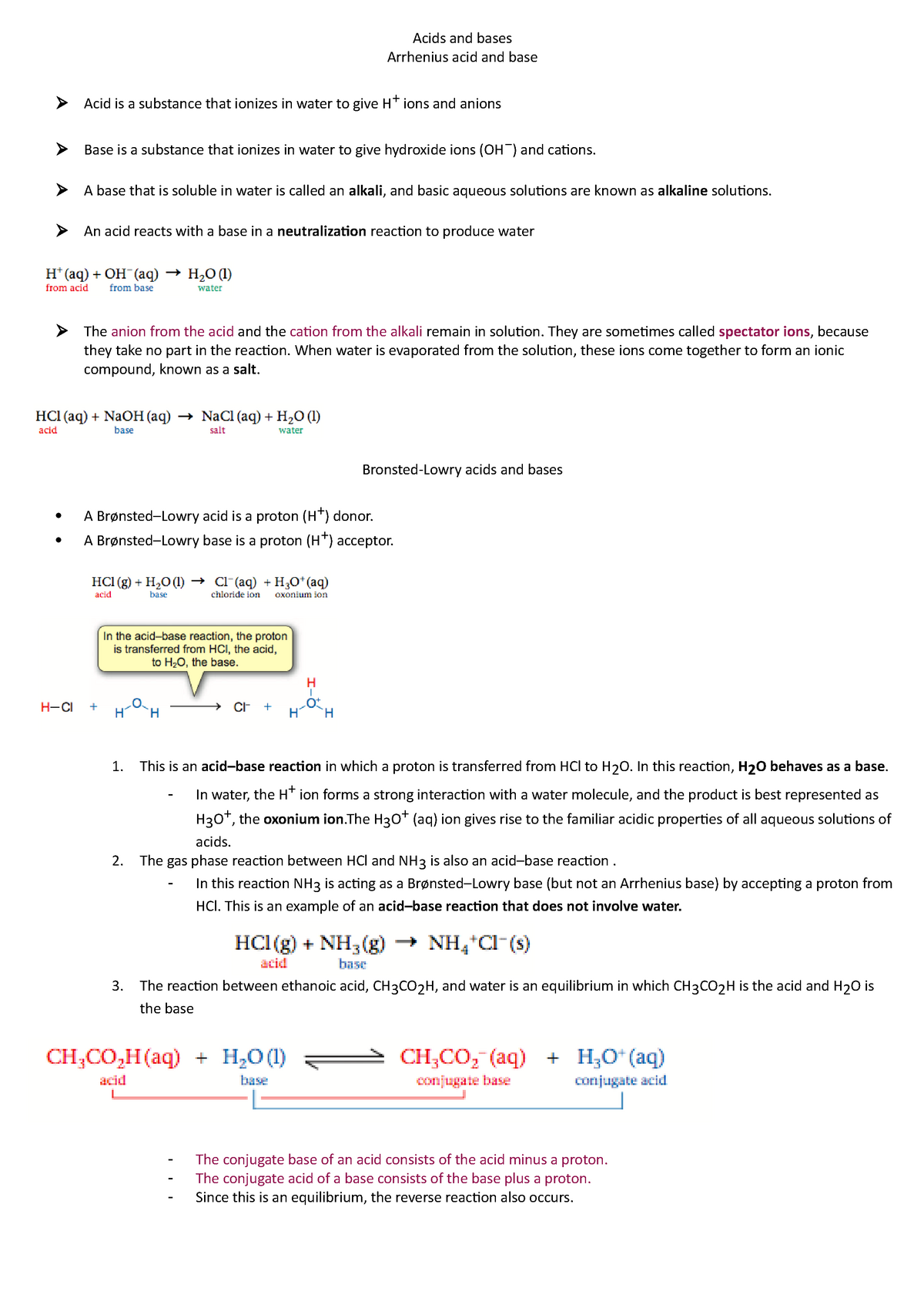 Acids and bases - Acids and bases Arrhenius acid and base Acid is a ...