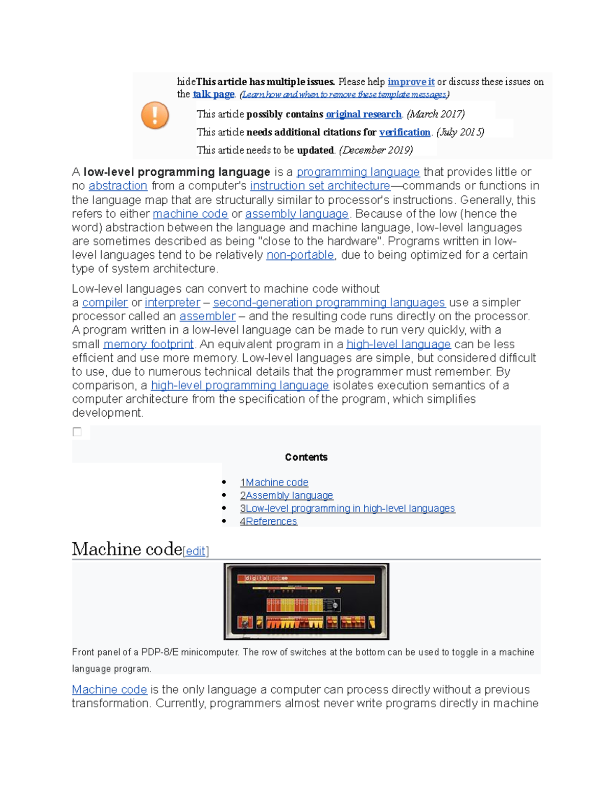 Low level programming analysis study - hide This article has multiple ...