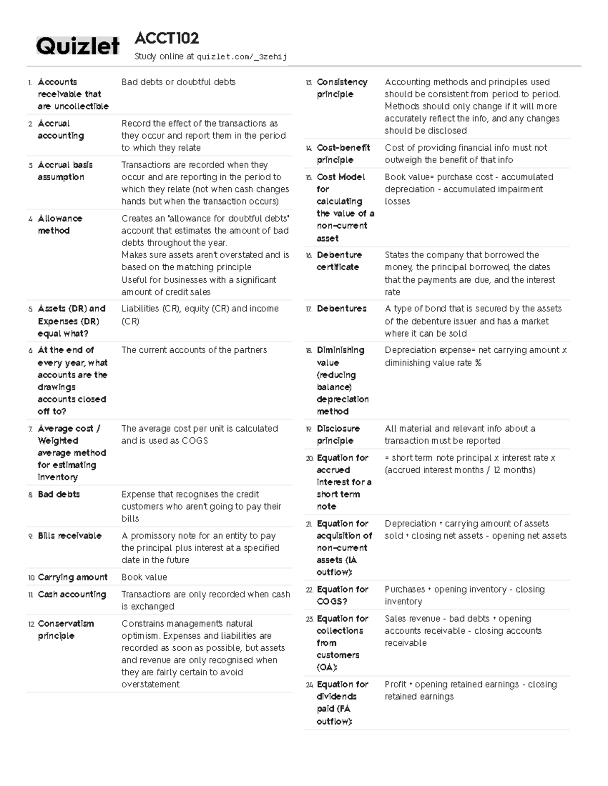 Quizlet Accounts receivable that are uncollectible Bad debts or