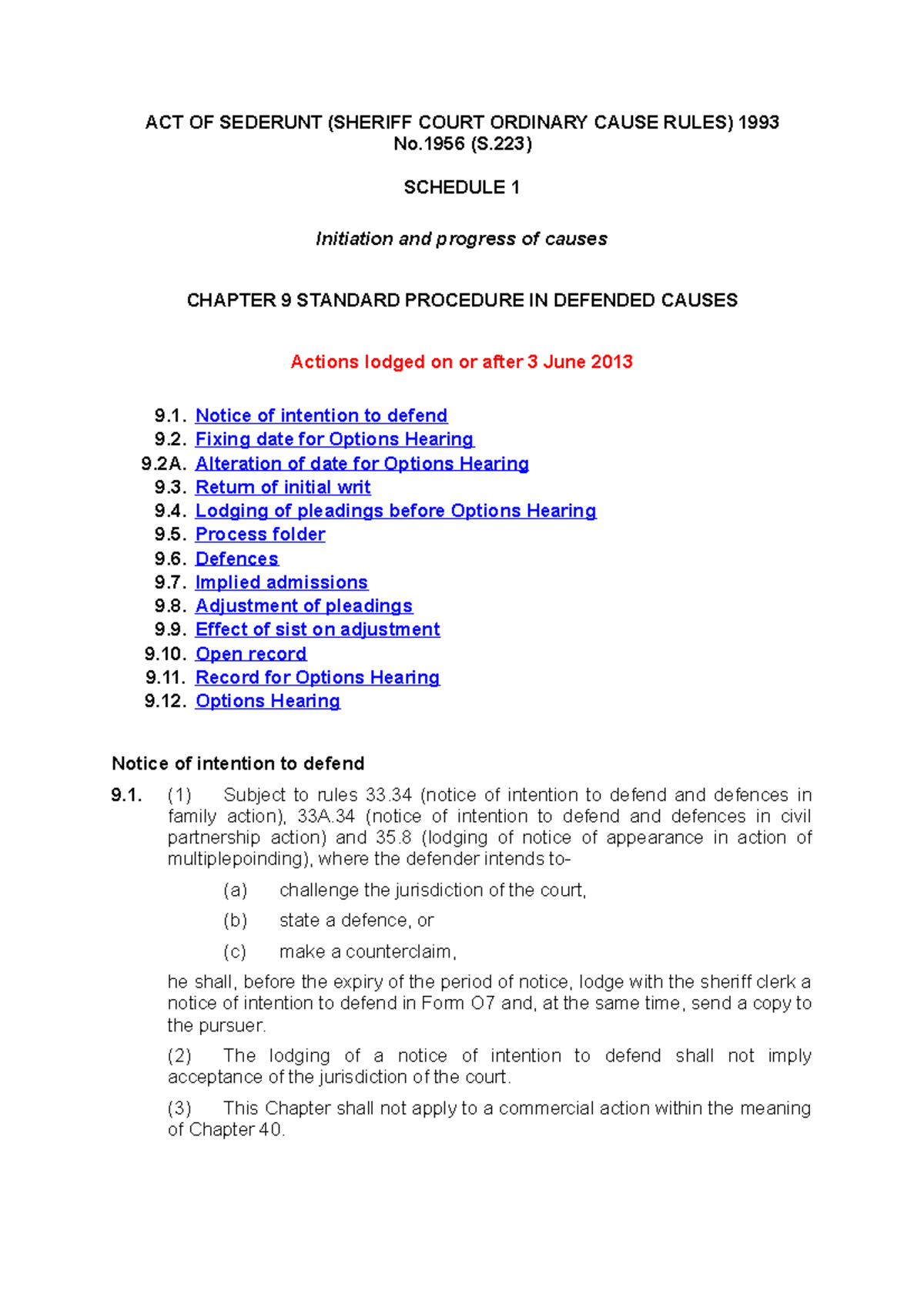 Chapter9standardprocedureindefendedcauses(2) ACT OF SEDERUNT