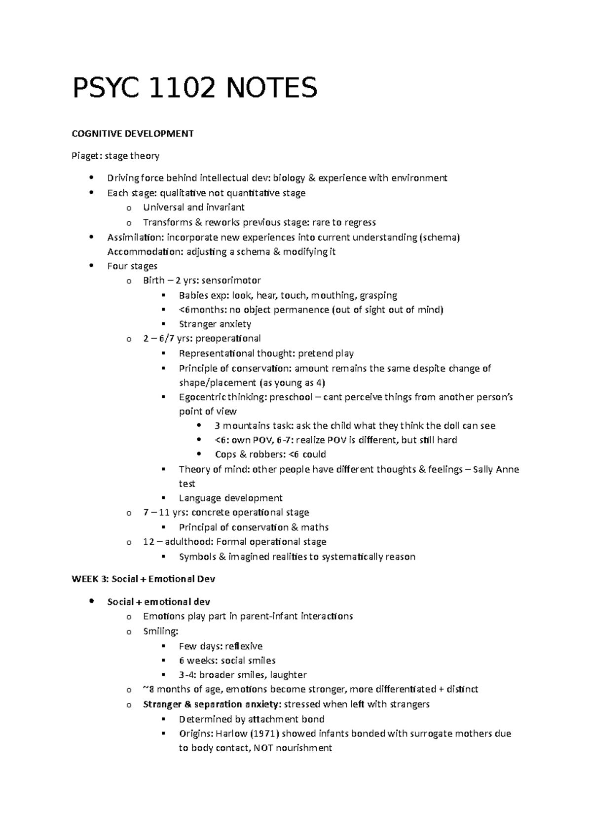 Lecture notes, lectures Week 1-5 - PSYC 1102 NOTES COGNITIVE ...