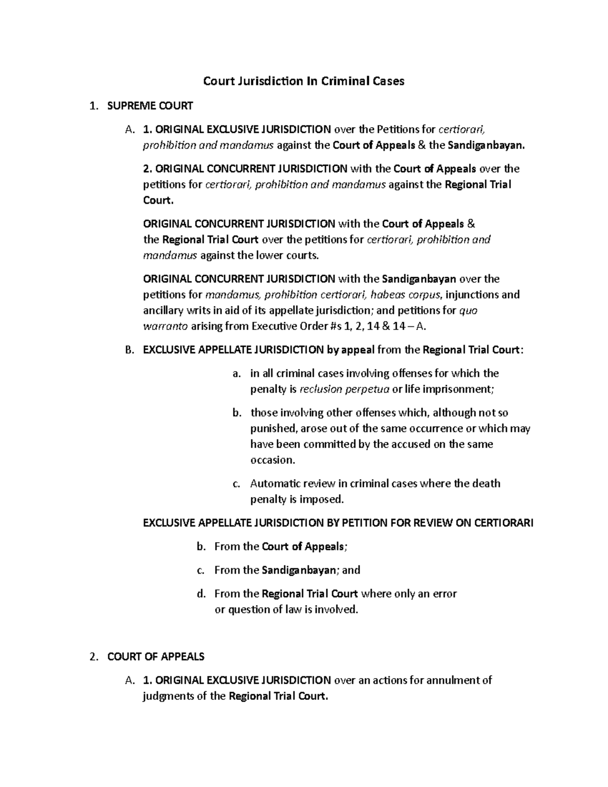 Court Jurisdiction In Criminal Cases Criminology PSU Studocu