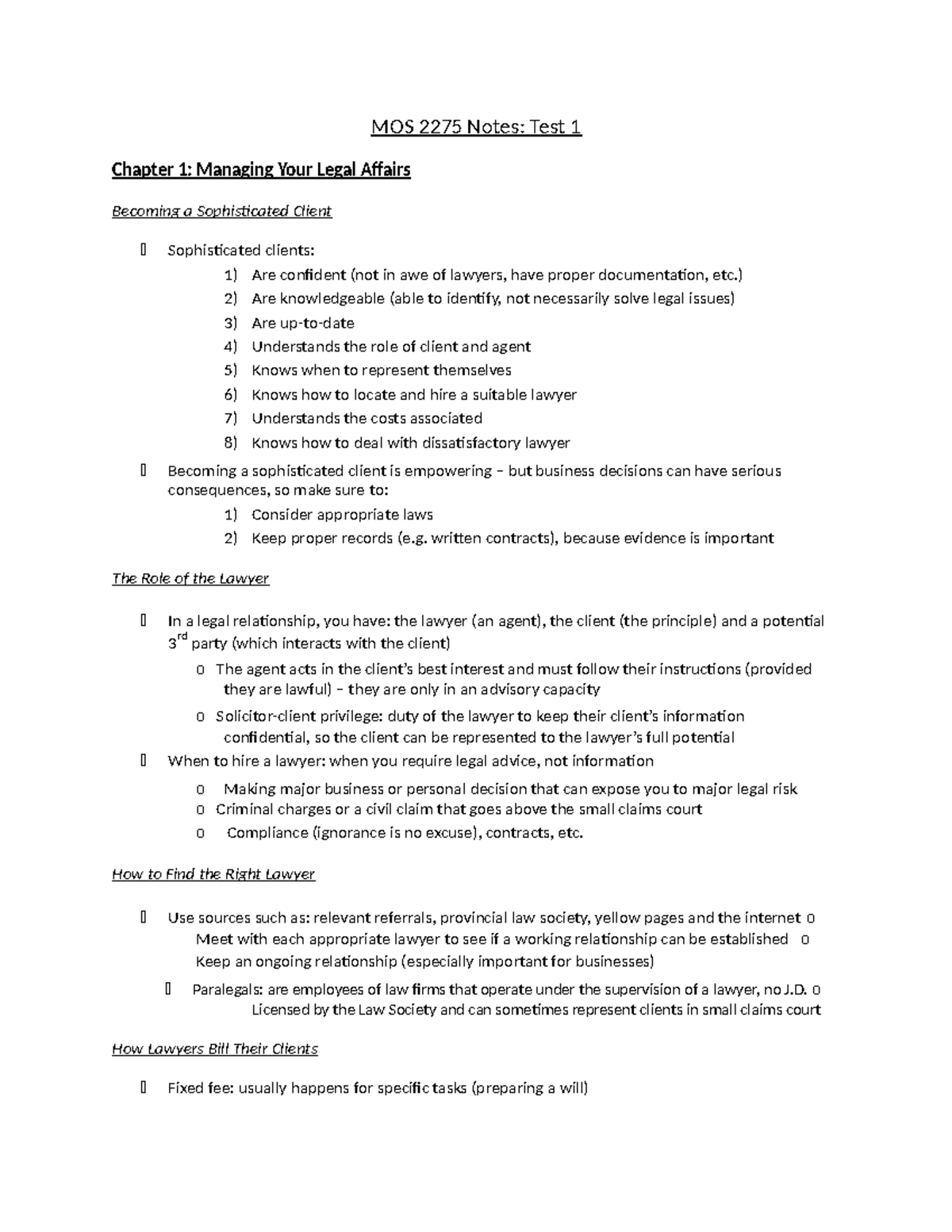 MOS 2275 Test 1 Notes - MOS 2275 Notes: Test 1 Chapter 1: Managing Your ...