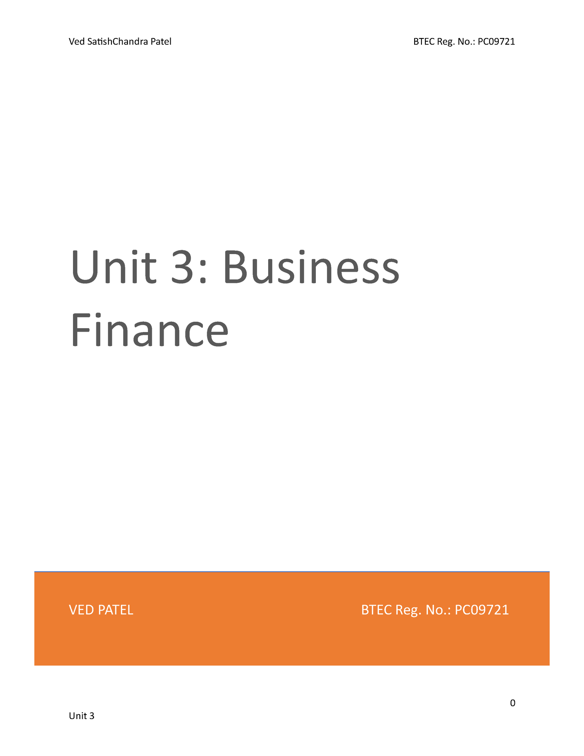 unit 3 business finance assignment 1