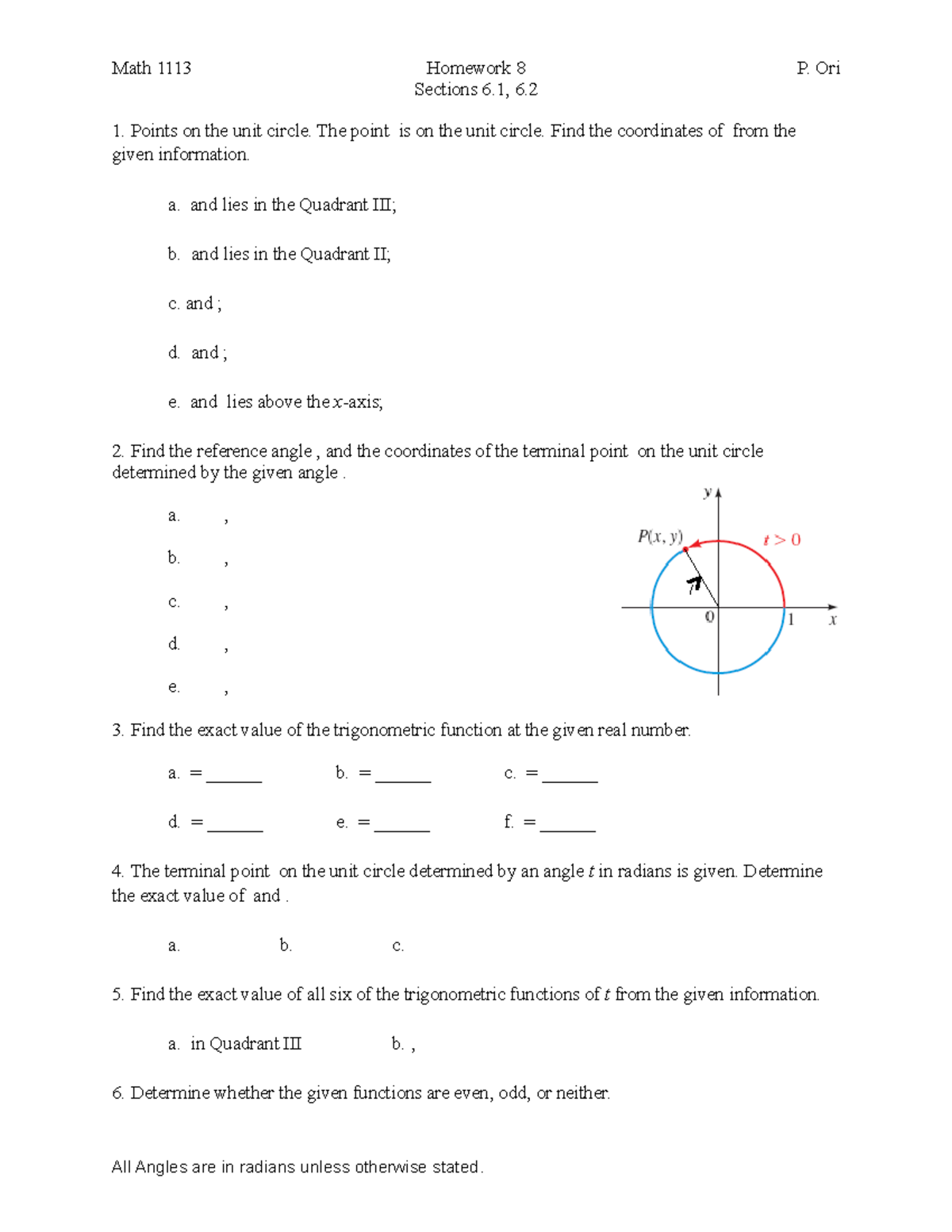 Homework 8 - practice - Math 1113 Sections 6, 6 8 P. Ori Points on the ...