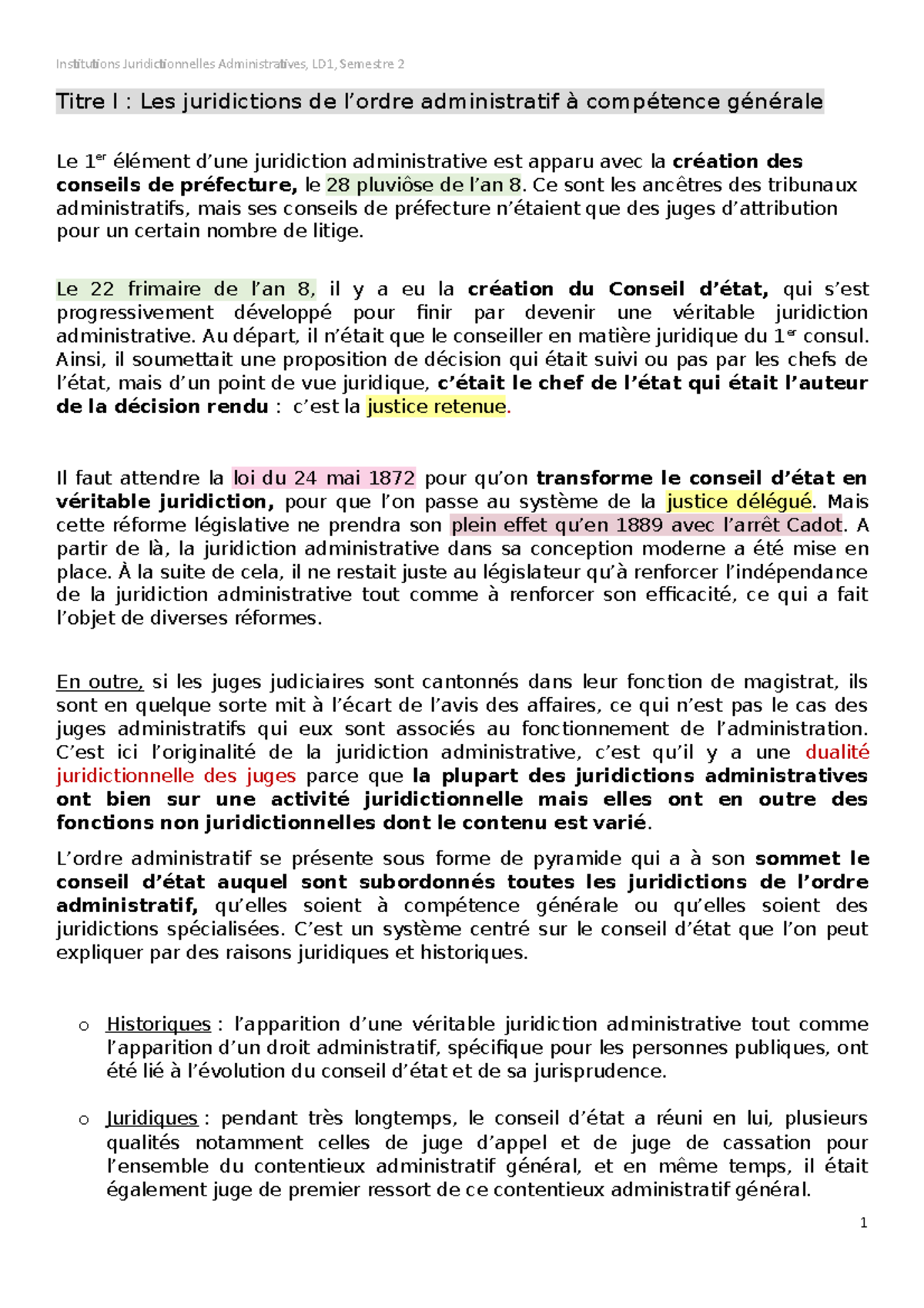 Cours Entier IJA - Titre I : Les Juridictions De L’ordre Administratif ...