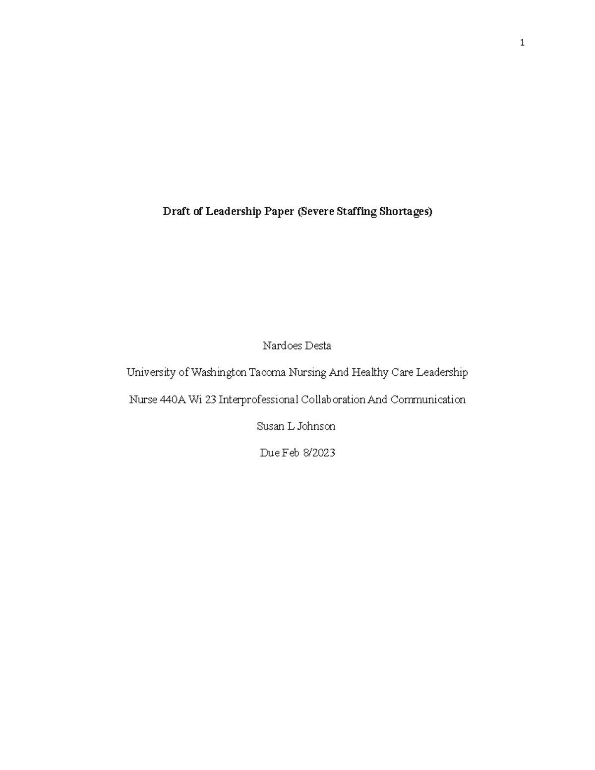 Draft of Leadership Paper - The crisis that has occurred withing the ...