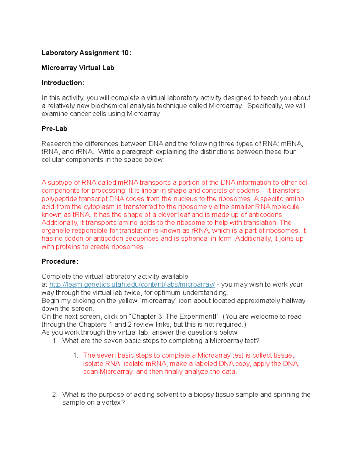 Bio Chem Lab 10 Biochemistry with Betsy Bainer Laboratory