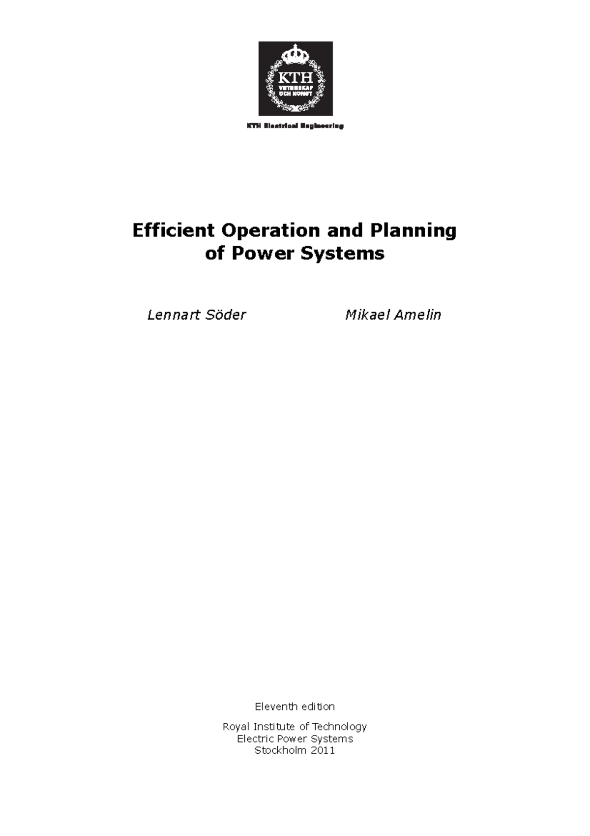 Efficient Operation and Planning of Power Systems - 2011 - Efficient ...