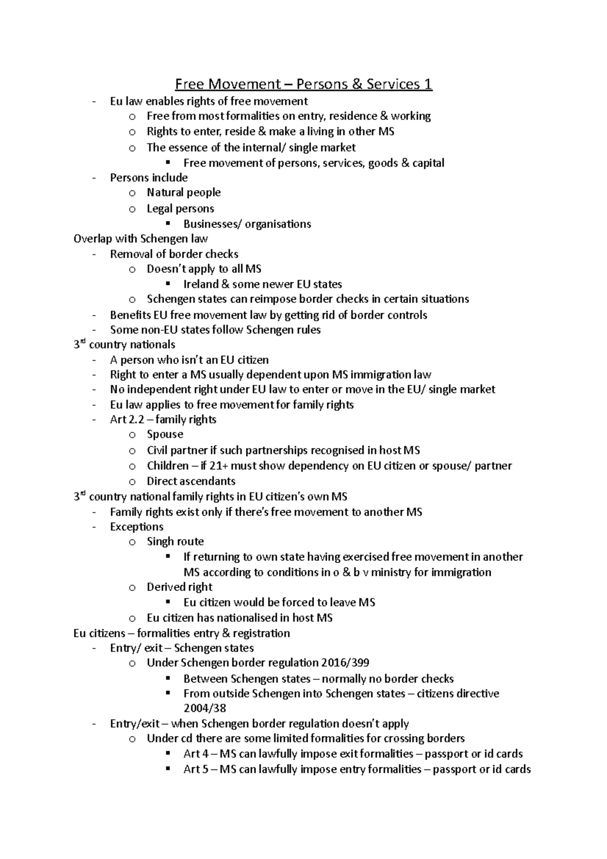 Free Movement Persons and Services 1 - Free Movement – Persons ...
