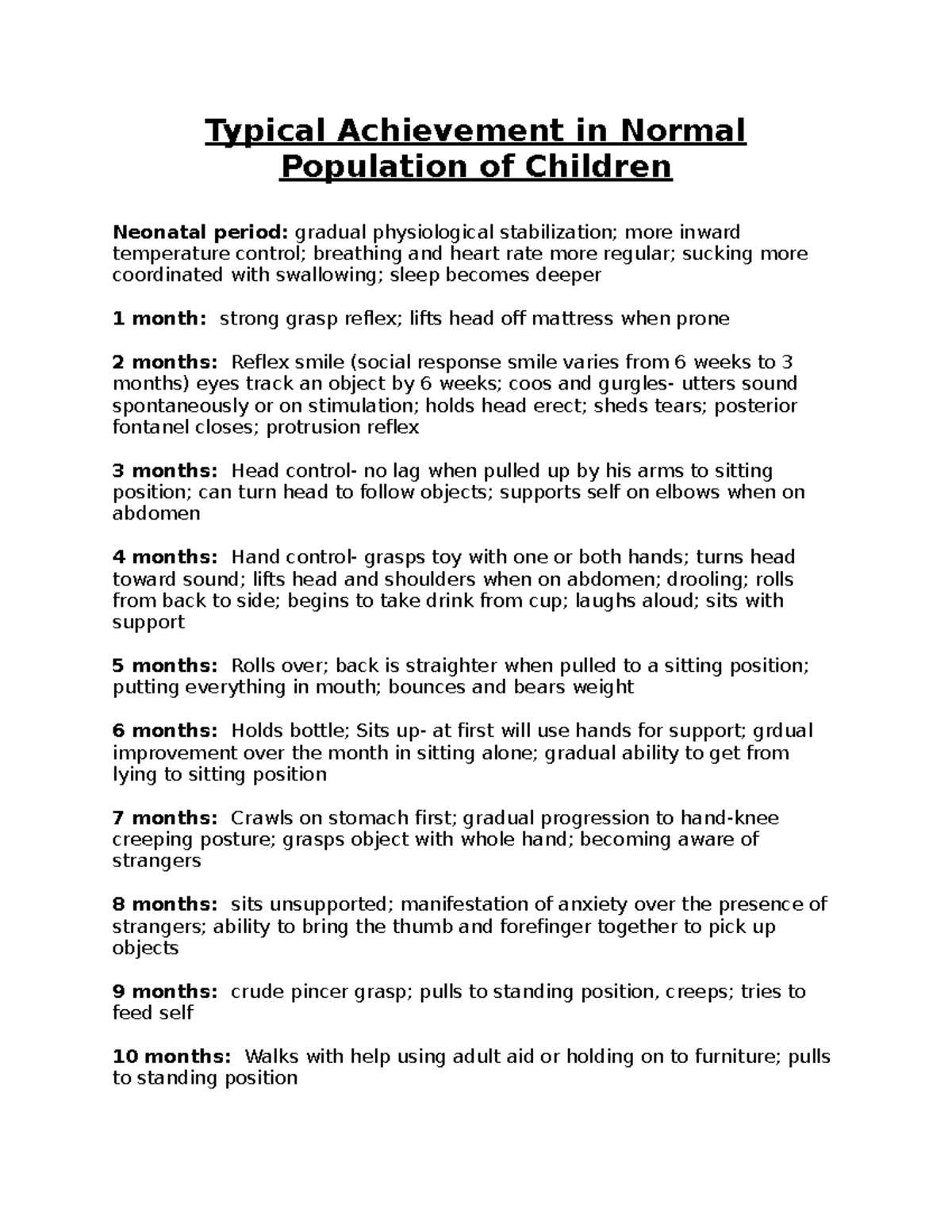 Typical Achievement in Normal Population of Children - Typical ...