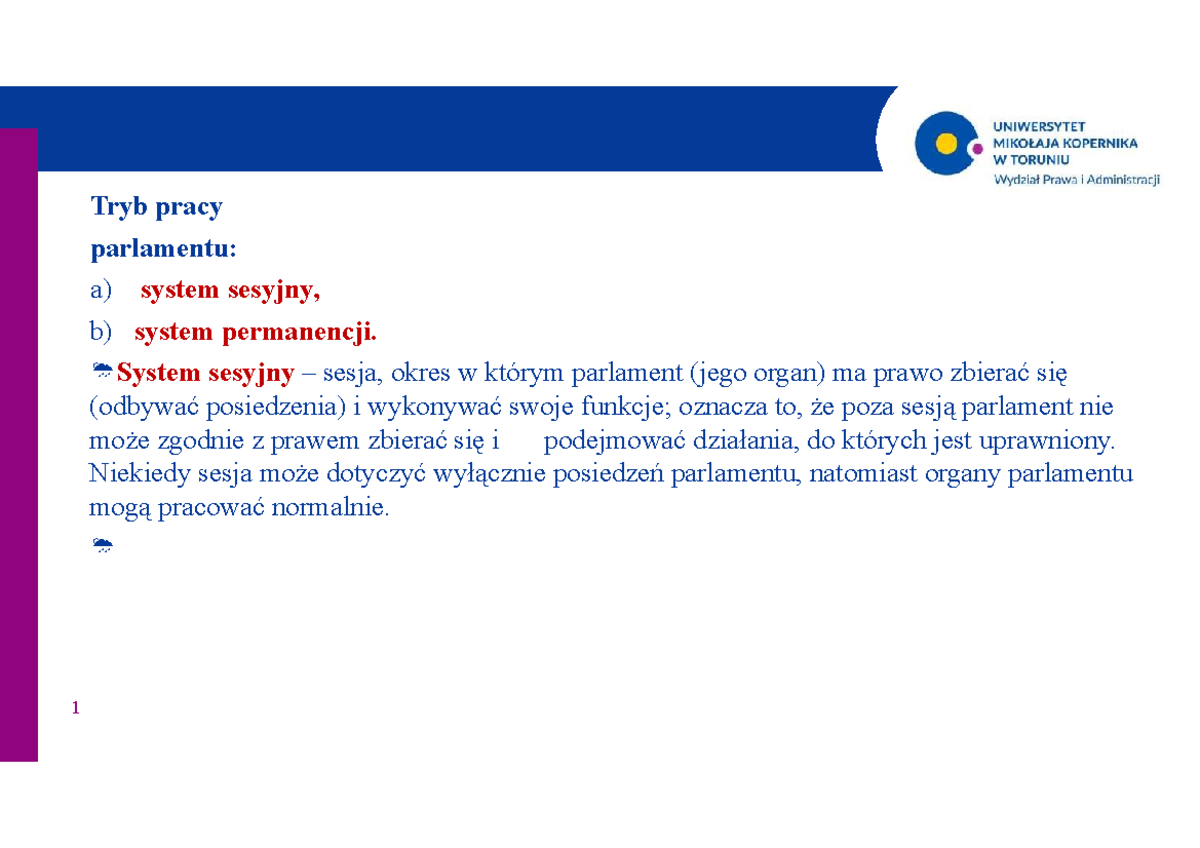 Urząd Pracy Piotrków Trybunalski Oferty Tryb pracy parlamentu WORD - Tryb pracy parlamentu: a) system sesyjny