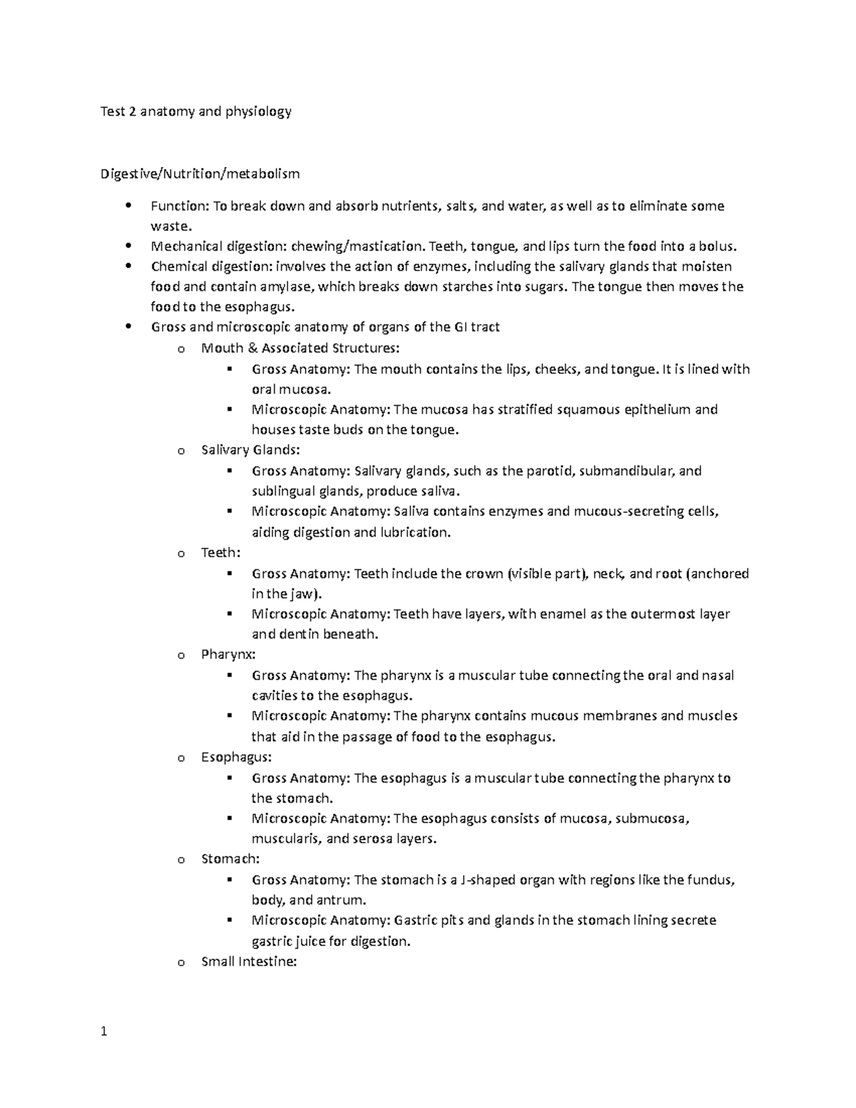 Test 2 anatomy and physiology Test 2 anatomy and physiology Digestive/Nutrition/metabolism
