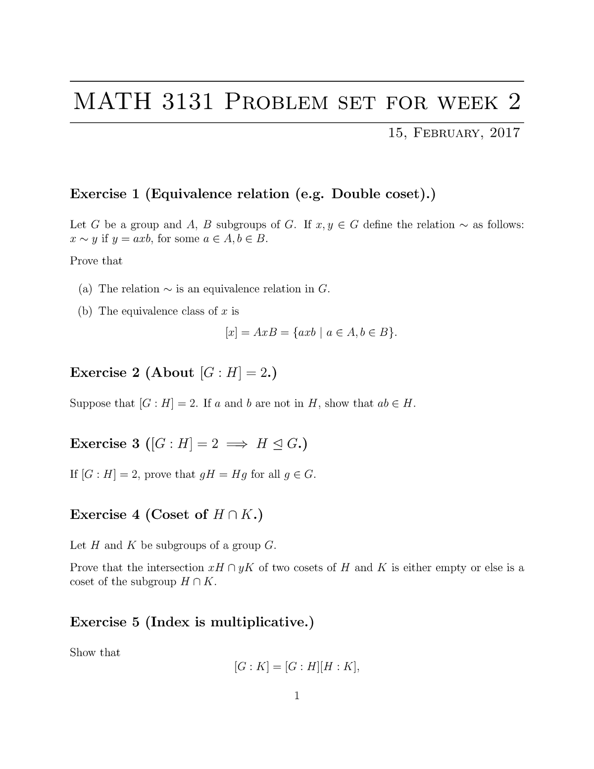 Math 3131 Problem Set For Week 2 Studocu