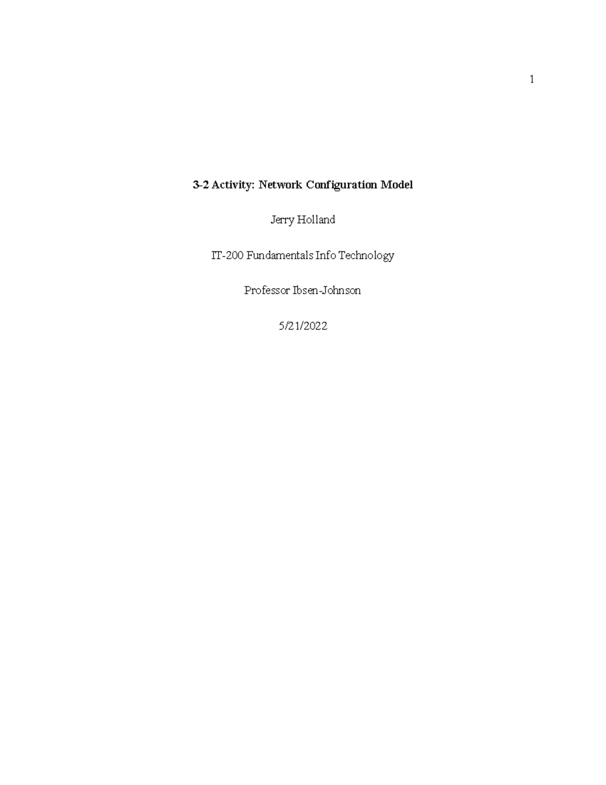 It200 32 Activity 32 32 Activity Network Configuration Model