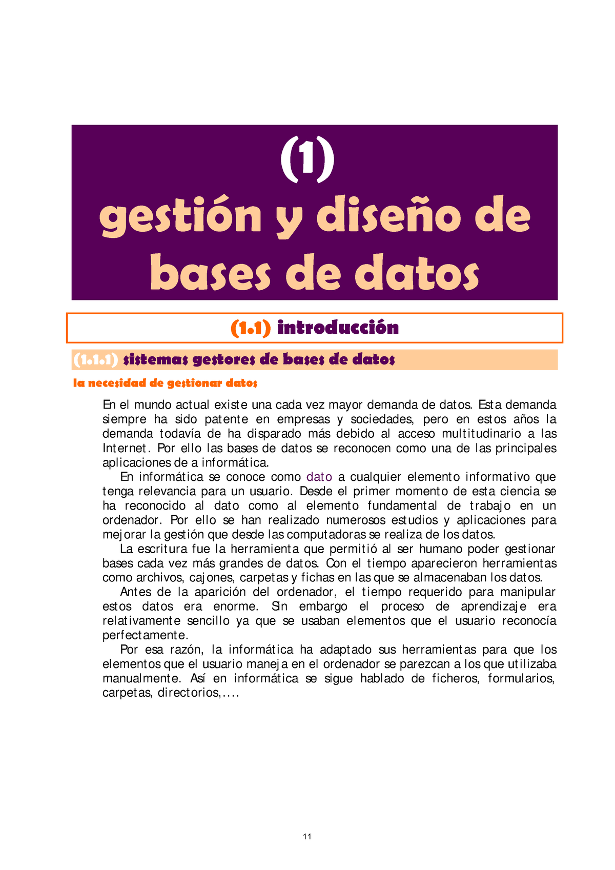 01 Apunte Bd1 Parte 1 Material De Diseño De Base De Datos 1 Gestión Y Diseño De Bases De 7465