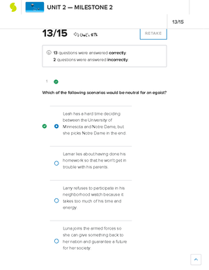 Intro to Ethics Milestone 1 - 1 CONCEPT → Actions and Events 2 15 / 15 ...