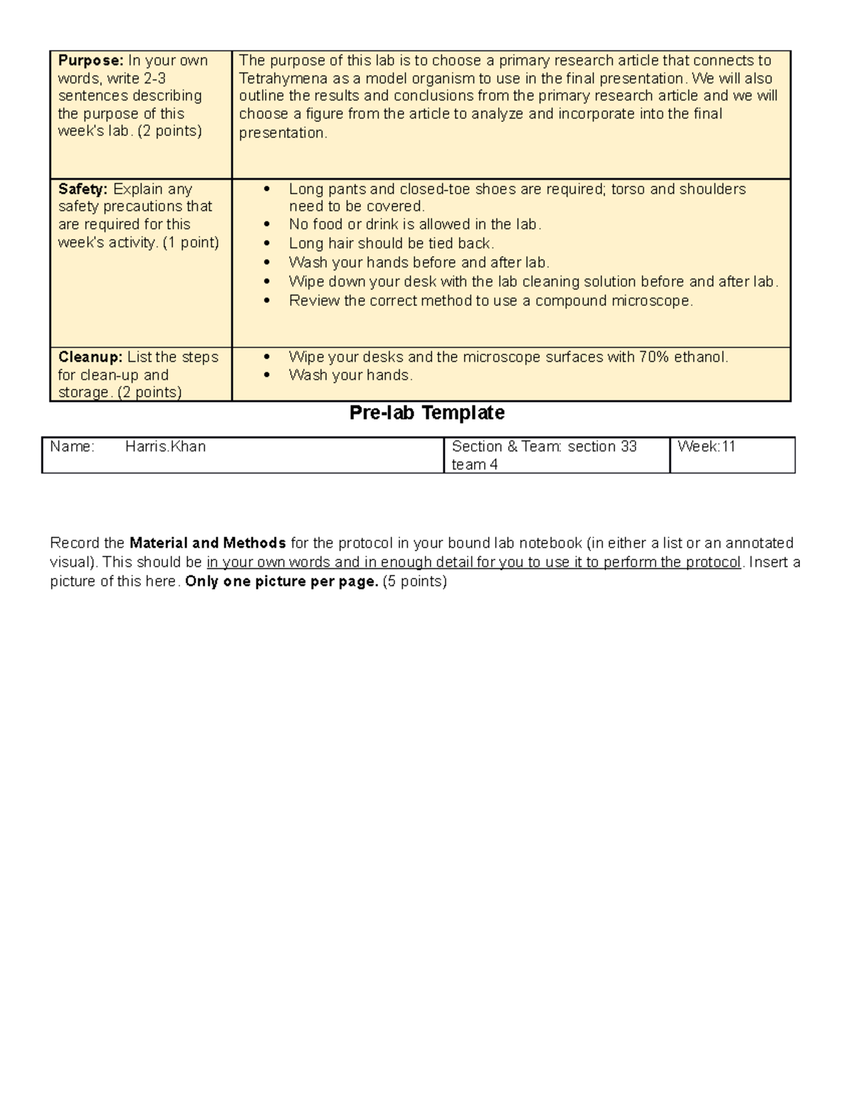 Pre-lab Template (18) - post lab - Purpose: In your own words, write 2 ...