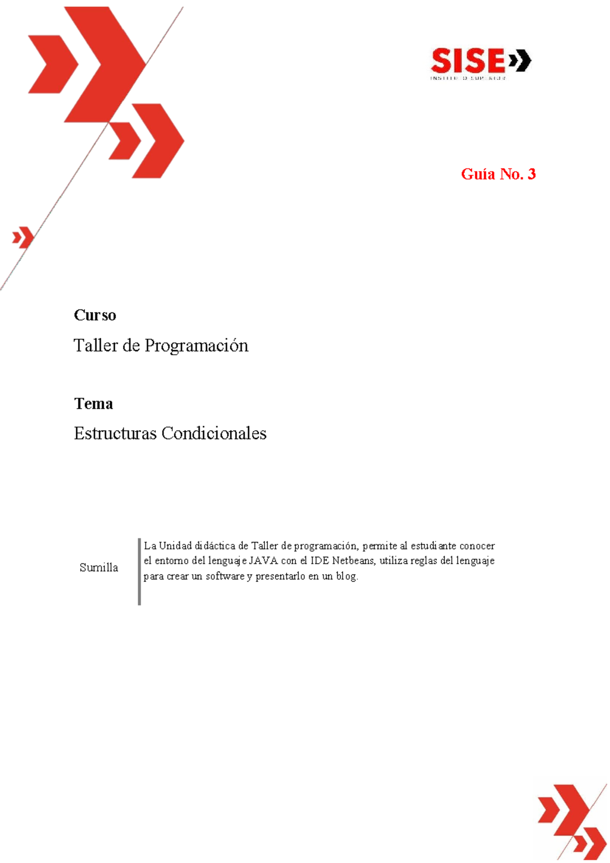 Guia 3 - Taller de programación - Guía No. 3 Curso Taller de ...